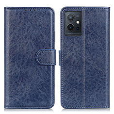 Leather Case Stands Flip Cover Holder A07D for Vivo iQOO Z6 5G Blue