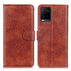 Leather Case Stands Flip Cover Holder A07D for Vivo Y21e Brown