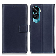 Leather Case Stands Flip Cover Holder A08D for Huawei Honor 90 Lite 5G Blue