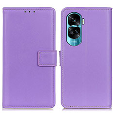 Leather Case Stands Flip Cover Holder A08D for Huawei Honor 90 Lite 5G Purple