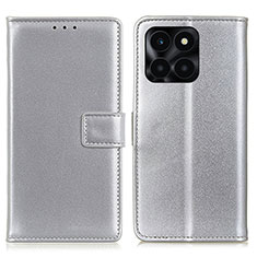 Leather Case Stands Flip Cover Holder A08D for Huawei Honor X6a Silver