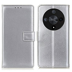 Leather Case Stands Flip Cover Holder A08D for Huawei Honor X9b 5G Silver