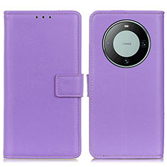 Leather Case Stands Flip Cover Holder A08D for Huawei Mate 60 Purple