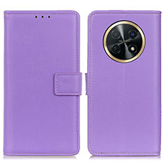 Leather Case Stands Flip Cover Holder A08D for Huawei Nova Y91 Purple