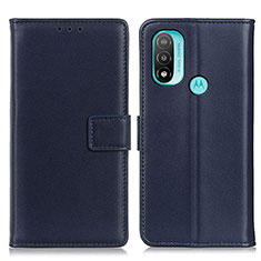 Leather Case Stands Flip Cover Holder A08D for Motorola Moto E20 Blue