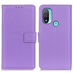 Leather Case Stands Flip Cover Holder A08D for Motorola Moto E20 Purple