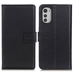 Leather Case Stands Flip Cover Holder A08D for Motorola Moto E32 Black
