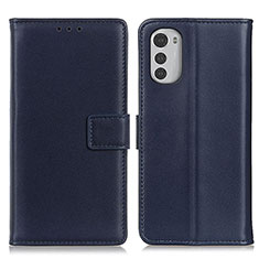 Leather Case Stands Flip Cover Holder A08D for Motorola Moto E32s Blue