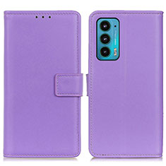 Leather Case Stands Flip Cover Holder A08D for Motorola Moto Edge 20 5G Purple