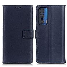 Leather Case Stands Flip Cover Holder A08D for Motorola Moto Edge (2021) 5G Blue