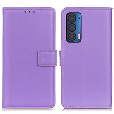 Leather Case Stands Flip Cover Holder A08D for Motorola Moto Edge (2021) 5G Purple