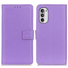 Leather Case Stands Flip Cover Holder A08D for Motorola Moto Edge (2022) 5G Purple