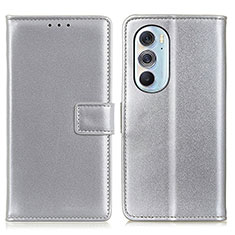 Leather Case Stands Flip Cover Holder A08D for Motorola Moto Edge 30 Pro 5G Silver
