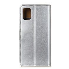 Leather Case Stands Flip Cover Holder A08D for Motorola Moto Edge S 5G Silver