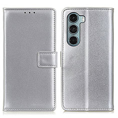 Leather Case Stands Flip Cover Holder A08D for Motorola Moto Edge S30 5G Silver
