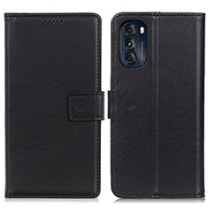 Leather Case Stands Flip Cover Holder A08D for Motorola Moto G 5G (2022) Black