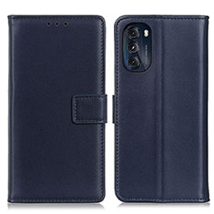Leather Case Stands Flip Cover Holder A08D for Motorola Moto G 5G (2022) Blue