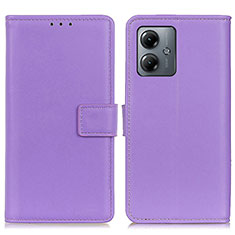 Leather Case Stands Flip Cover Holder A08D for Motorola Moto G14 Purple