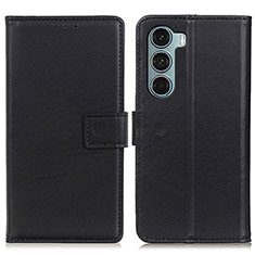 Leather Case Stands Flip Cover Holder A08D for Motorola Moto G200 5G Black