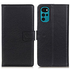 Leather Case Stands Flip Cover Holder A08D for Motorola Moto G22 Black