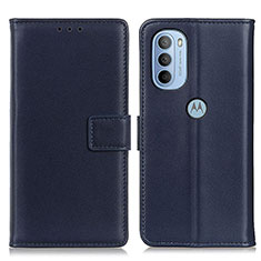 Leather Case Stands Flip Cover Holder A08D for Motorola Moto G31 Blue