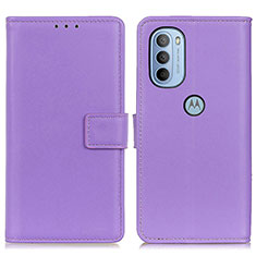 Leather Case Stands Flip Cover Holder A08D for Motorola Moto G41 Purple