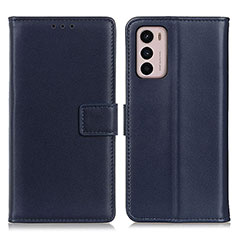 Leather Case Stands Flip Cover Holder A08D for Motorola Moto G42 Blue