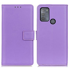 Leather Case Stands Flip Cover Holder A08D for Motorola Moto G50 Purple