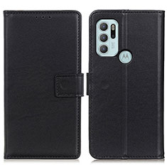 Leather Case Stands Flip Cover Holder A08D for Motorola Moto G60s Black