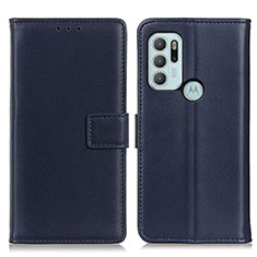 Leather Case Stands Flip Cover Holder A08D for Motorola Moto G60s Blue
