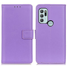 Leather Case Stands Flip Cover Holder A08D for Motorola Moto G60s Purple