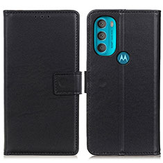 Leather Case Stands Flip Cover Holder A08D for Motorola Moto G71 5G Black