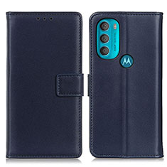 Leather Case Stands Flip Cover Holder A08D for Motorola Moto G71 5G Blue