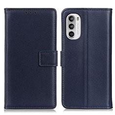 Leather Case Stands Flip Cover Holder A08D for Motorola Moto G71s 5G Blue