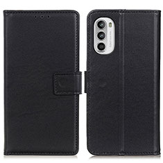Leather Case Stands Flip Cover Holder A08D for Motorola Moto G82 5G Black