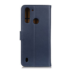 Leather Case Stands Flip Cover Holder A08D for Motorola Moto One Fusion Blue