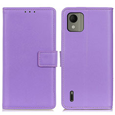Leather Case Stands Flip Cover Holder A08D for Nokia C110 Purple
