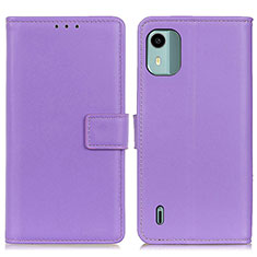 Leather Case Stands Flip Cover Holder A08D for Nokia C12 Purple