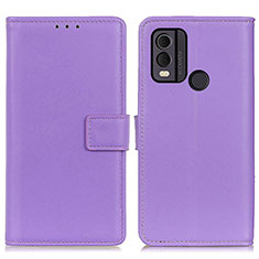 Leather Case Stands Flip Cover Holder A08D for Nokia C22 Purple