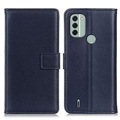 Leather Case Stands Flip Cover Holder A08D for Nokia C31 Blue