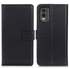 Leather Case Stands Flip Cover Holder A08D for Nokia C32 Black