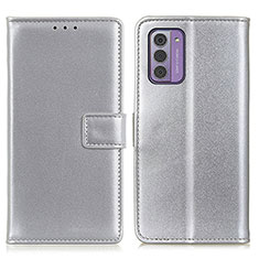 Leather Case Stands Flip Cover Holder A08D for Nokia G310 5G Silver