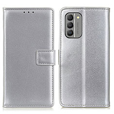 Leather Case Stands Flip Cover Holder A08D for Nokia G400 5G Silver