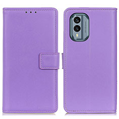 Leather Case Stands Flip Cover Holder A08D for Nokia X30 5G Purple