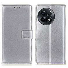 Leather Case Stands Flip Cover Holder A08D for OnePlus 11R 5G Silver