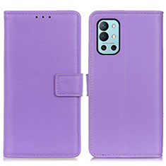 Leather Case Stands Flip Cover Holder A08D for OnePlus 9R 5G Purple