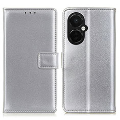 Leather Case Stands Flip Cover Holder A08D for OnePlus Nord CE 3 5G Silver