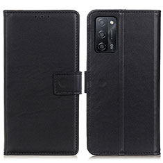 Leather Case Stands Flip Cover Holder A08D for Oppo A53s 5G Black