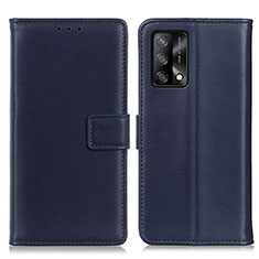 Leather Case Stands Flip Cover Holder A08D for Oppo A74 4G Blue