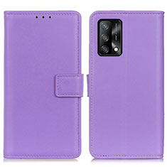Leather Case Stands Flip Cover Holder A08D for Oppo A74 4G Purple